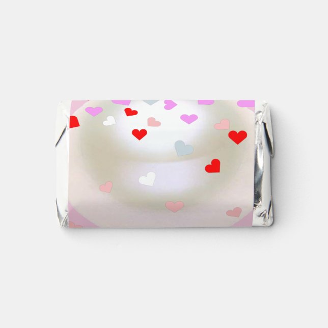 White Pearl Effect with hearts  Hershey's Miniatures (Front)