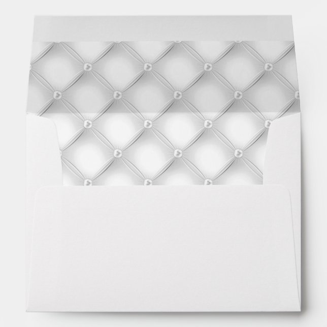 White Pearl Quilted Look Wedding Elegant Envelope (Back (Bottom))