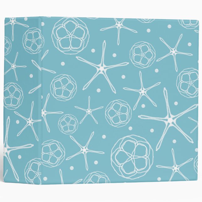 White Pearl Starfish Elegant Wedding Planner 3 Ring Binder (Front/Spine)