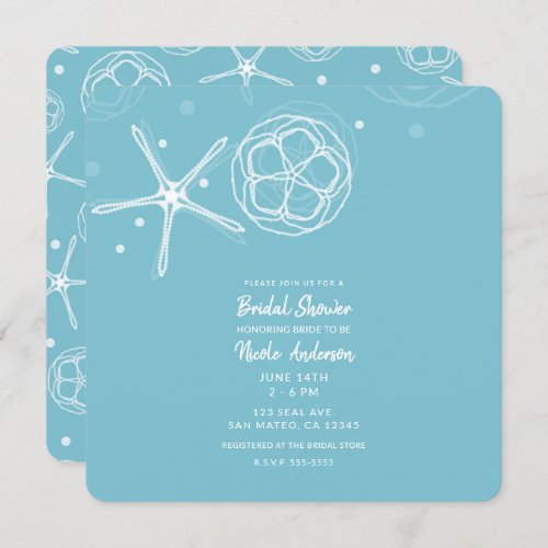 White  Pearl Starfish Wedding Bridal Shower Invitation
