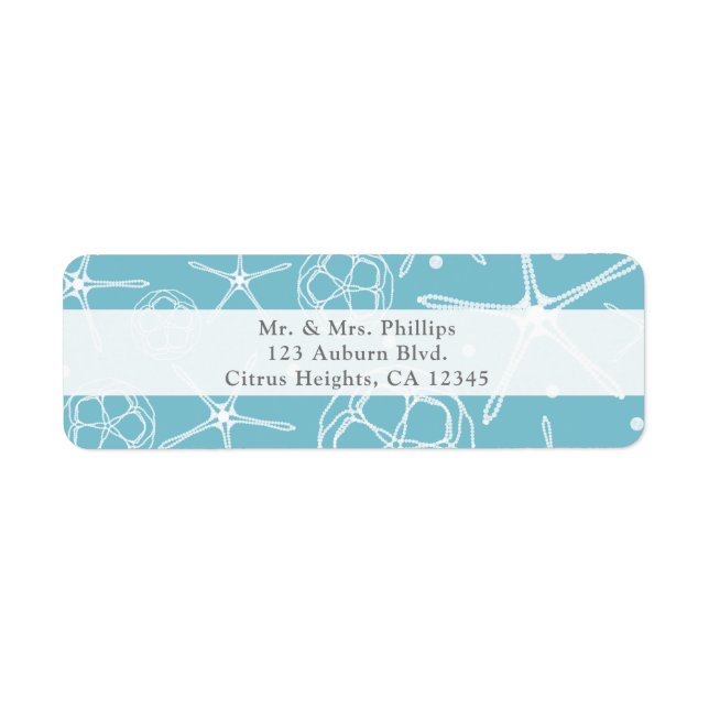White Pearl Starfish Wedding Bridal Shower Label (Front)