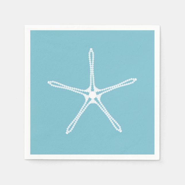 White Pearl Starfish Wedding Bridal Shower Party Napkins (Front)