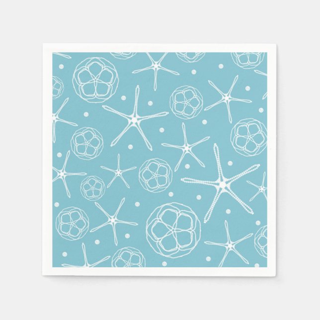 White Pearl Starfish Wedding Bridal Shower Party Napkins (Front)