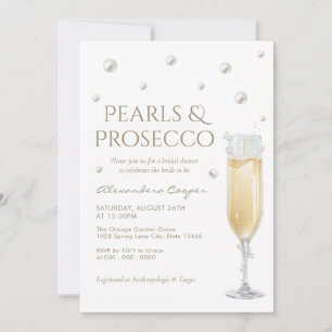White Pearls and Prosecco Bridal Shower Invitation