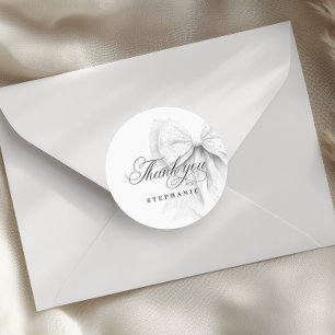 White Pearls Bow Bridal Shower Classic Round Sticker