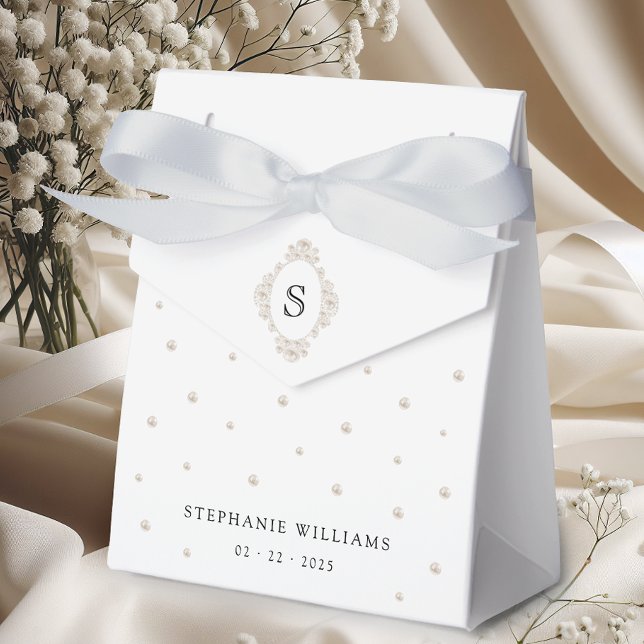 White Pearls Bridal Shower Favor Boxes (Creator Uploaded)