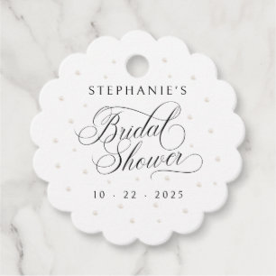 White Pearls Bridal Shower Favor Tags