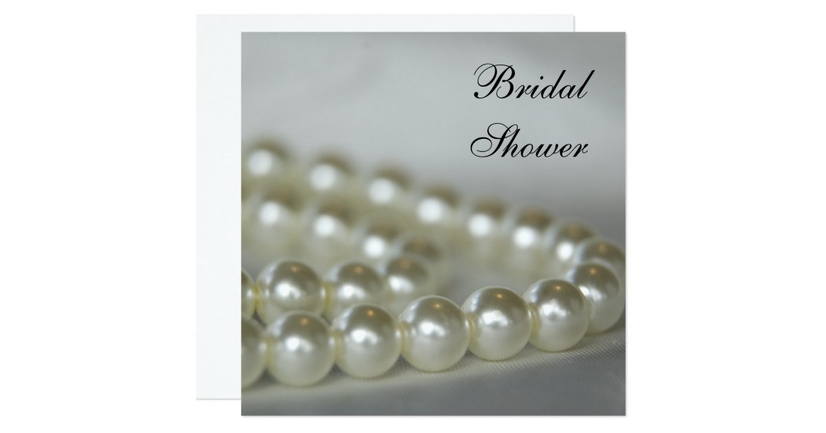 White Pearls Bridal Shower Invitation Zazzle