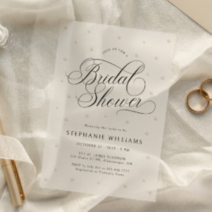 White Pearls Bridal Shower Vellum Vellum Invitations