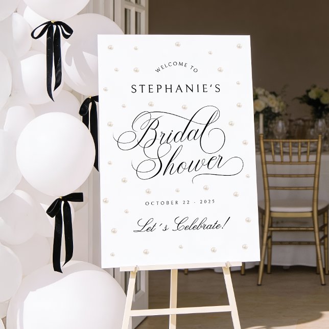 White Pearls Bridal Shower Welcome Sign (Creator Uploaded)