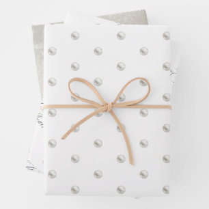 White Pearls Bridal Shower Wrapping Paper Sheets