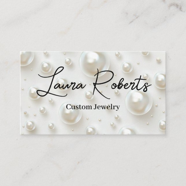 White Pearls Business Cards (Front)