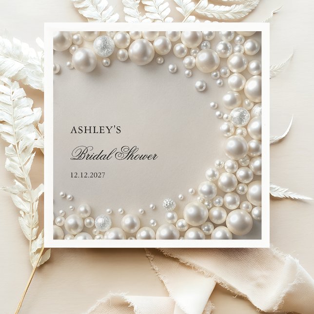 White Pearls Elegant Bridal Shower Napkins (Creator Uploaded)