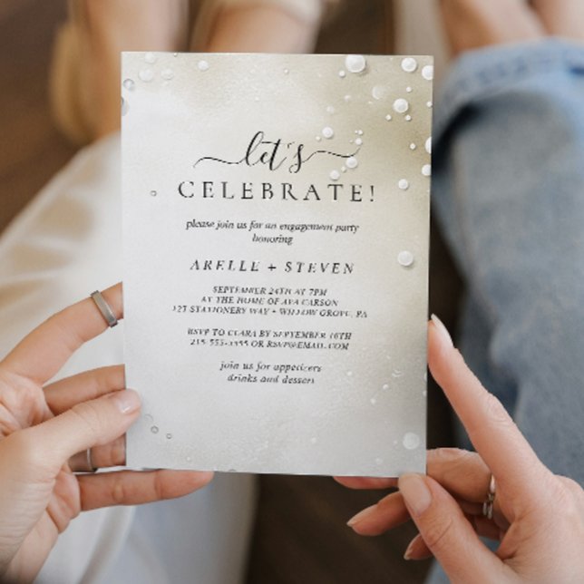 White pearls Engagement party Invitation (Creator Uploaded)