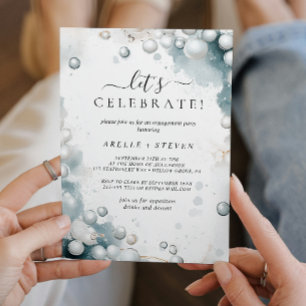 White Pearls Engagement party Invitation