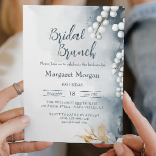 White Pearls I Floral Bridal Brunch Invitation