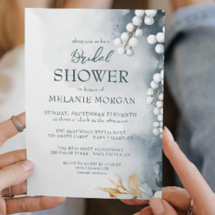 White Pearls I Floral Bridal Shower Invitation