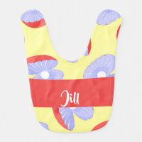 White pearls in sea shells pattern baby bib