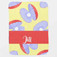 White pearls in sea shells pattern baby blanket