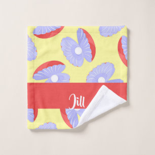 White pearls in sea shells pattern wash cloth