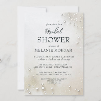 White Pearls Minimalist Bridal Shower Invitation