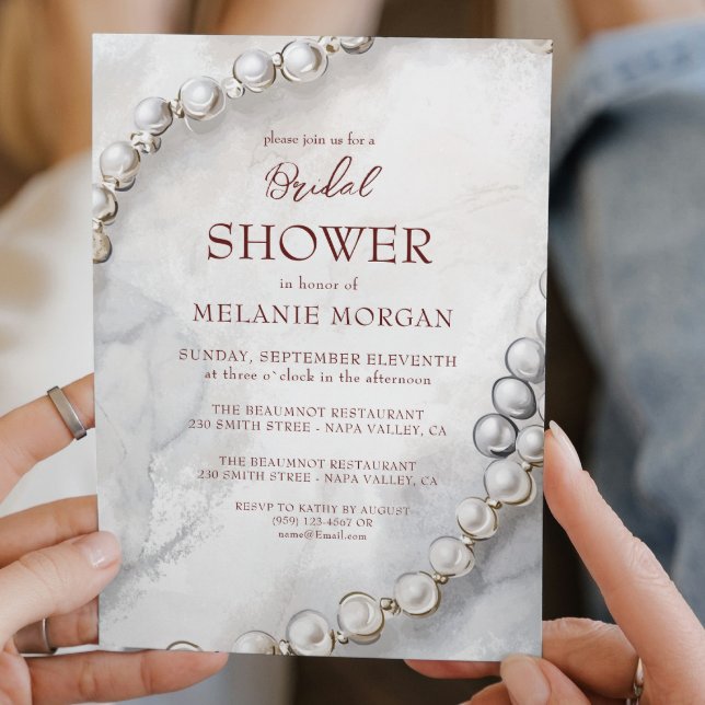 White Pearls Modern Bridal Shower Invitation (Creator Uploaded)