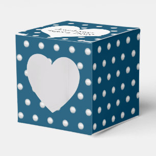 White Pearls On Blue Favor Boxes