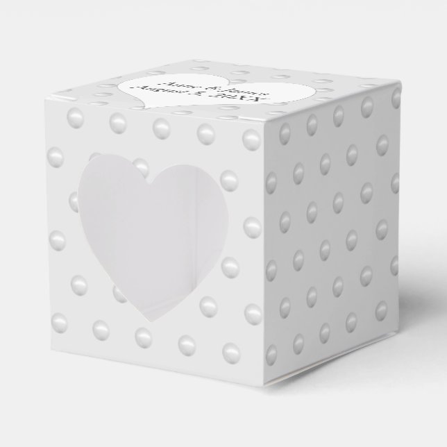 White Pearls On Gray Favor Boxes (Front Side)