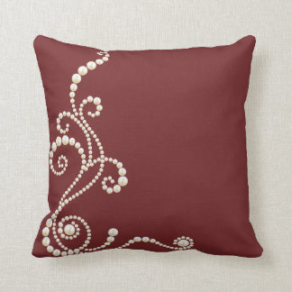 White Pearls on Maroon burgundy Throw Pillow