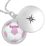 White Pearls On Pink Soccer Ball Locket Necklace at Zazzle