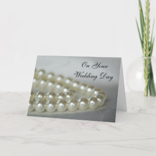 White Pearls Wedding Day Card
