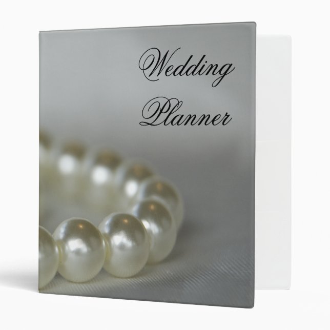 White Pearls Wedding Planner 3 Ring Binder (Front/Inside)