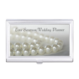 White Pearls Wedding Planner Case For Business Cards