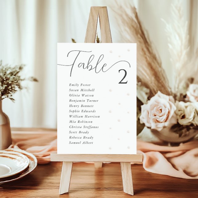 White Pearls Wedding Seating Chart Card (Creator Uploaded)