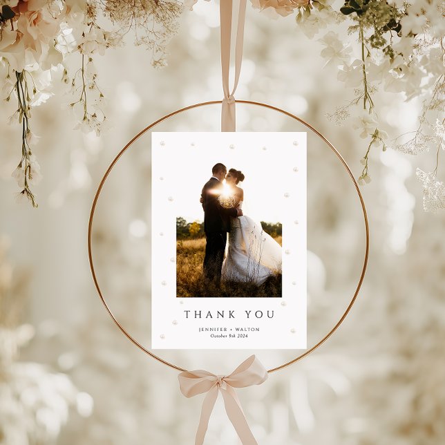  White Pearls Wedding Thank You Card (Creator Uploaded)