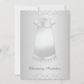 White Pearls White Gown White Christening Invitation by decembermorning at Zazzle