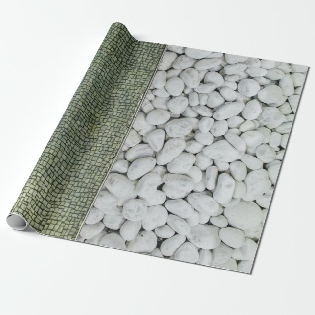 White pebble lot collage wrapping paper (Unrolled)