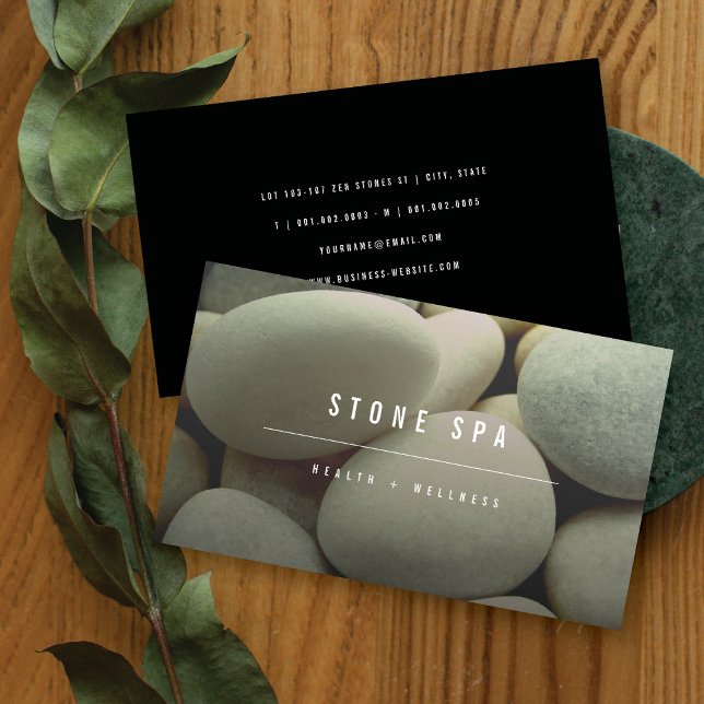 White Pebbles Stones Minimalist Photo Spa Wellness Business Card (White Pebbles Stones Minimalist Photo Spa Wellness Business Card @ fatfatin)