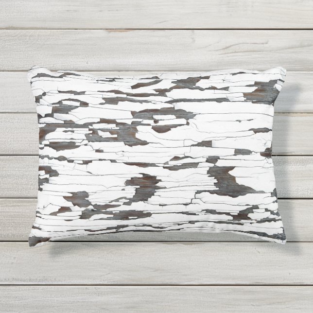 White Peeling Paint Outdoor Pillow (Front)