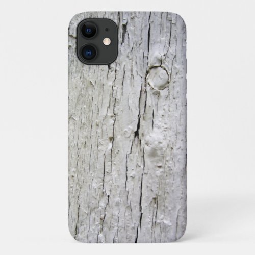 White Peeling Paint Wood Faux Textured iPhone 11 Case