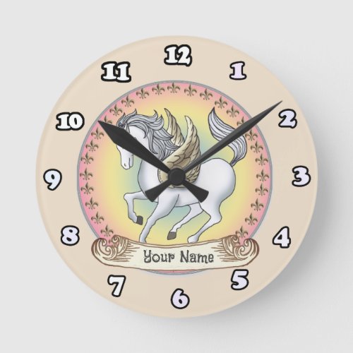 White Pegasus custom name clock