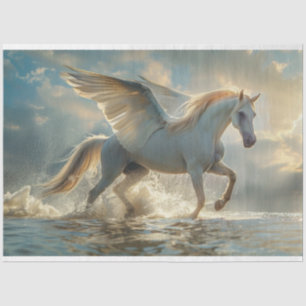 White Pegasus Horse Decoupage Tissue Paper