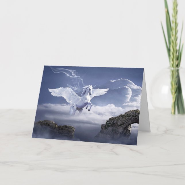 White Pegasus Horse Mystical Greeting Card (Front)