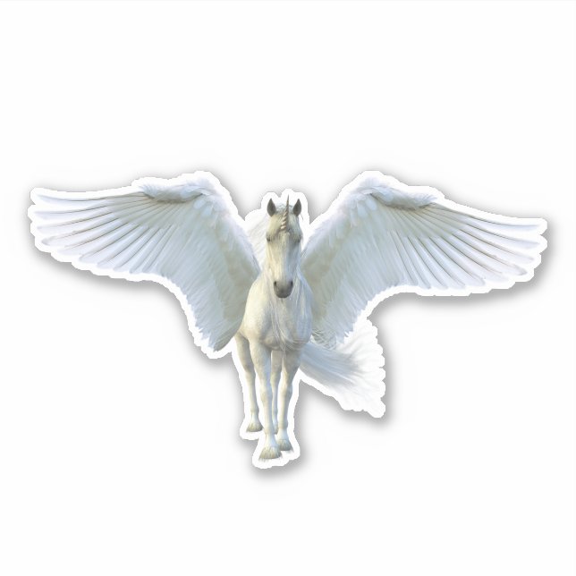 White Pegasus Horse Unicorn Sticker (Front)