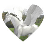 White Pegasus in a Field Heart Sticker