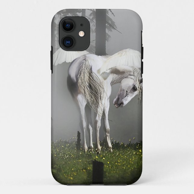 White Pegasus & Misty Forest Fantasy Art Case-Mate iPhone Case (Back)