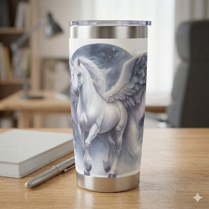 White Pegasus Moonlit Wings Celestial Dream Insulated Tumbler