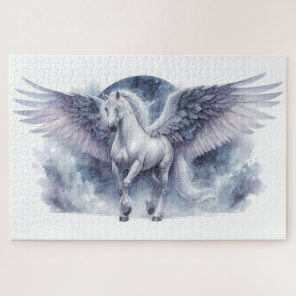 White Pegasus Moonlit Wings Celestial Dream Jigsaw Puzzle