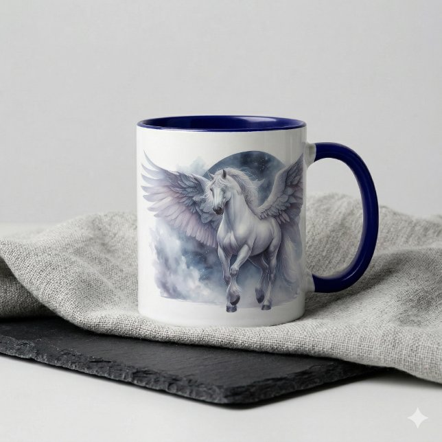 White Pegasus Moonlit Wings Celestial Dream Mug (White Pegasus Moonlit Wings Celestial Dream Mug)