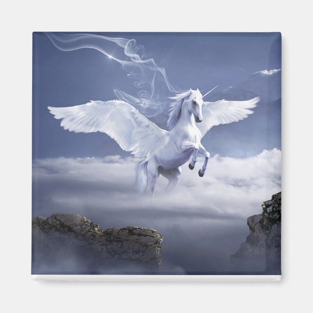 White Pegasus Stallion Horse Magnet (Front)